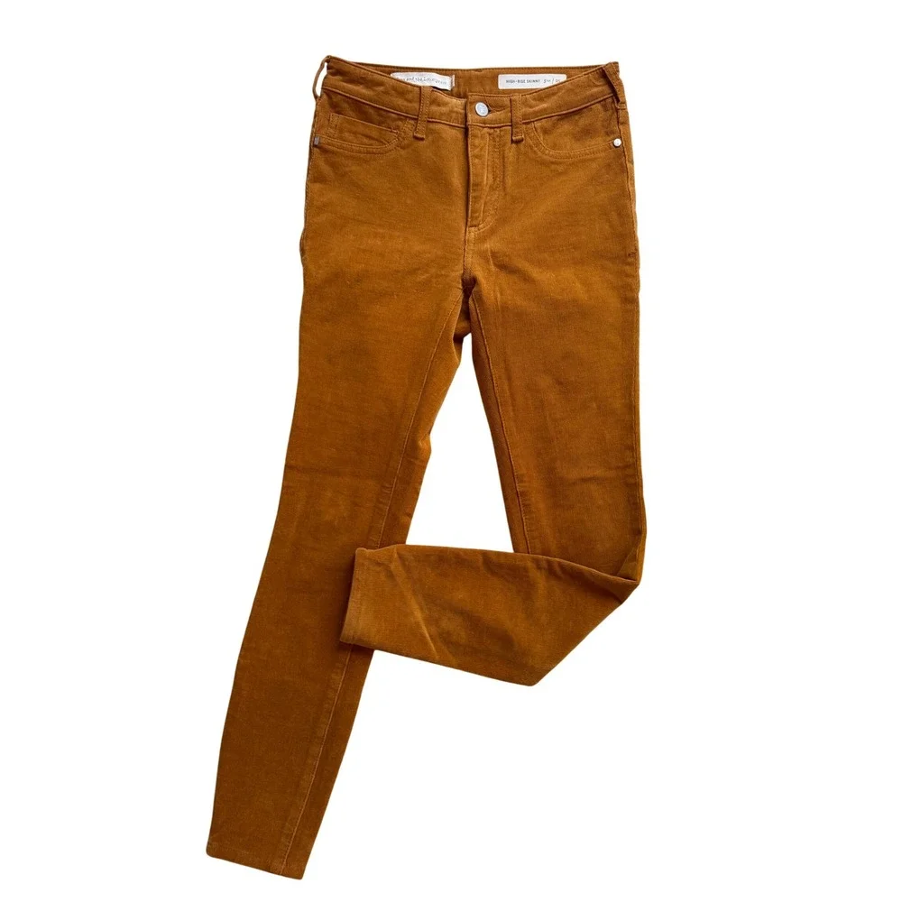 Anthropologie Pilcro Brown Corduroy‎ High Rise Skinny Pants Size 25